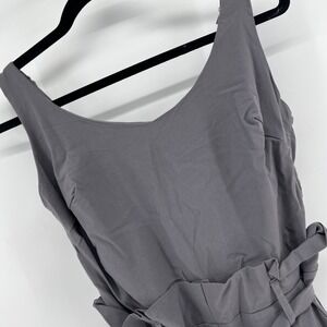 Gray Romper Jumpsuit Sleeveless V Neck Belted Casual romper‎ Womens medium